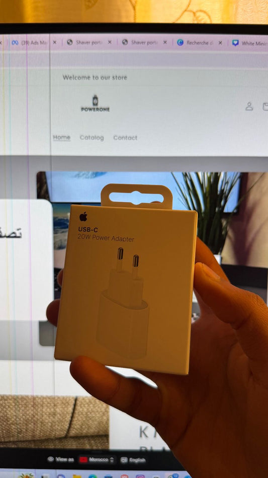 Chargeur Apple USB-C 20W Original pour iPhone , iPad- Blanc